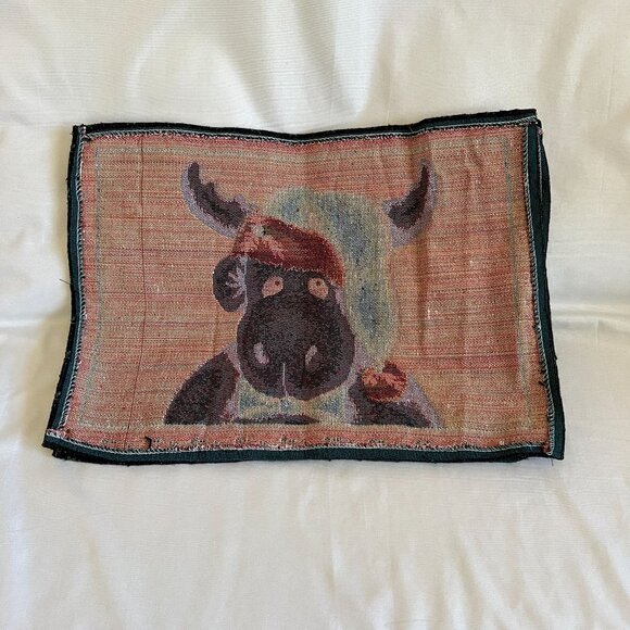 Set Of 2 Christmas Moose Placemats With Santa Hat & Holly Design - Picture 3 of 3